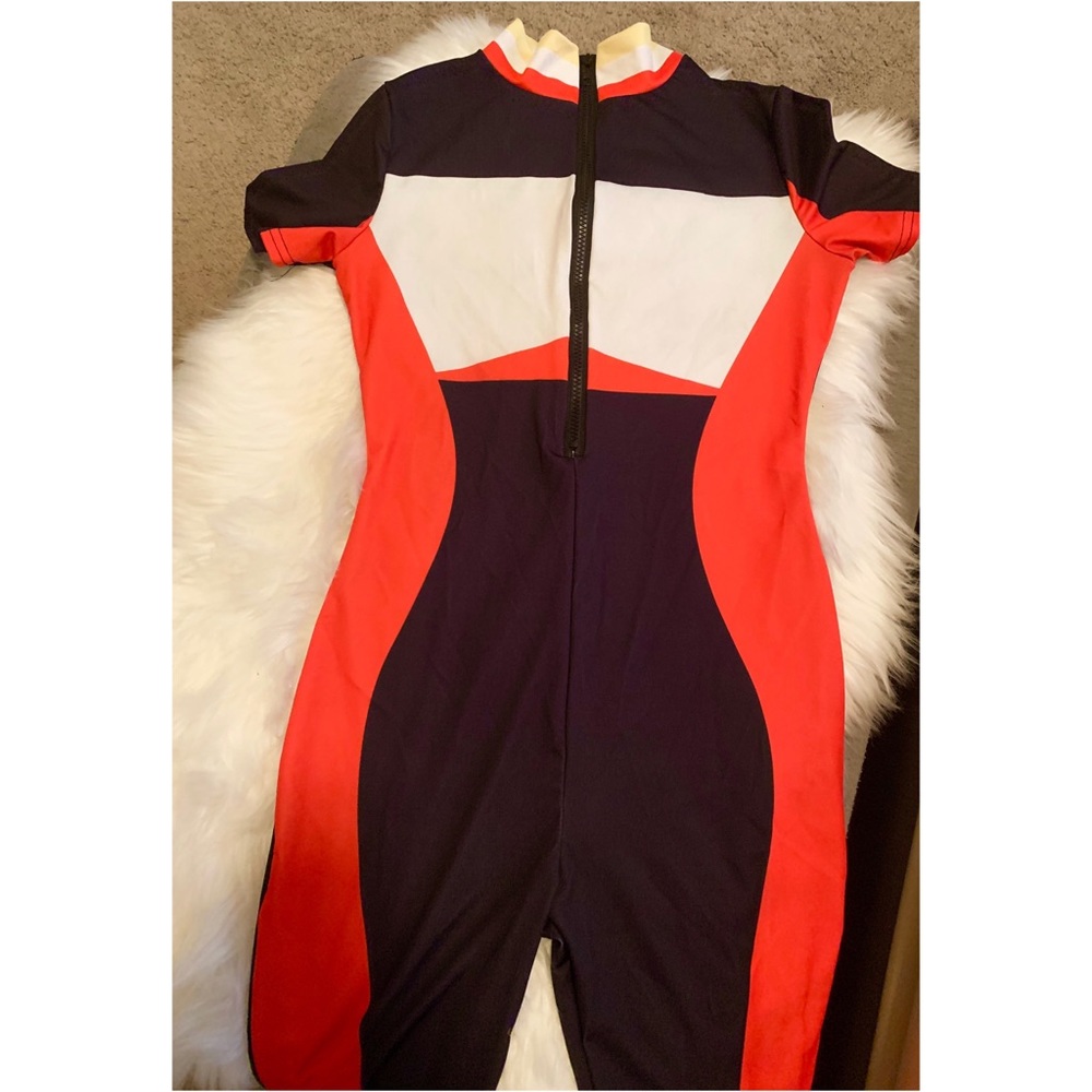 Orange & black biker onesie